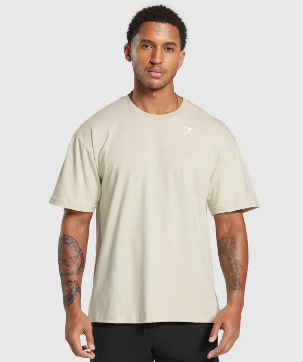 Clearance Gymshark Essential Oversized T-Shirt PebbleGrey