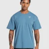 New Gymshark Essential Oversized T-Shirt FadedBlue