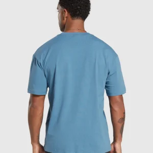 New Gymshark Essential Oversized T-Shirt FadedBlue