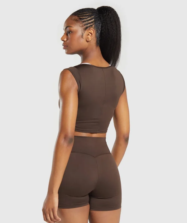 Discount Gymshark Everyday Cap Sleeve Crop Top ArchiveBrown