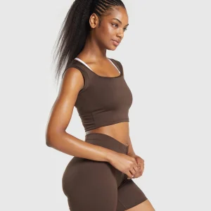 Discount Gymshark Everyday Cap Sleeve Crop Top ArchiveBrown