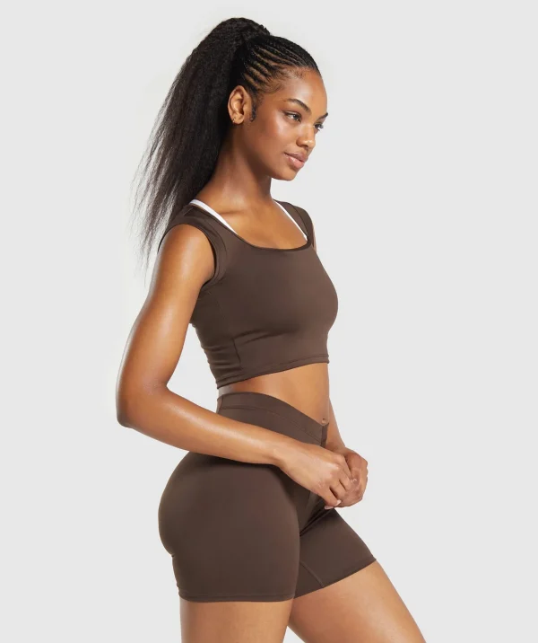 Discount Gymshark Everyday Cap Sleeve Crop Top ArchiveBrown