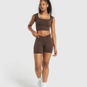 Discount Gymshark Everyday Cap Sleeve Crop Top ArchiveBrown