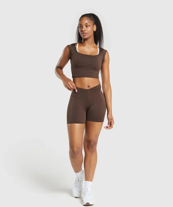 Discount Gymshark Everyday Cap Sleeve Crop Top ArchiveBrown