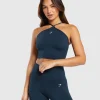 Outlet Gymshark Everyday Halter Neck Ribbon Tank Navy