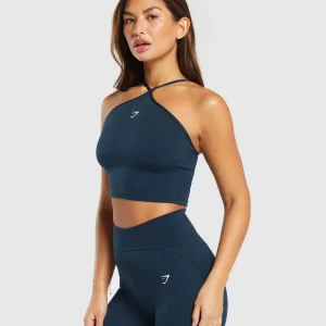 Outlet Gymshark Everyday Halter Neck Ribbon Tank Navy