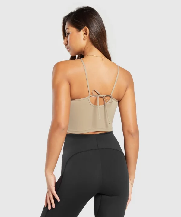 New Gymshark Everyday Halter Neck Ribbon Tank SoftBrown