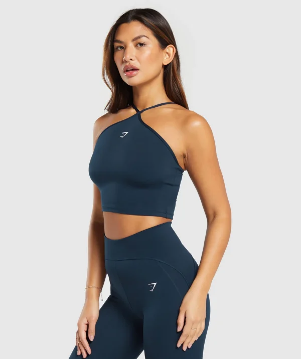 Outlet Gymshark Everyday Halter Neck Ribbon Tank Navy