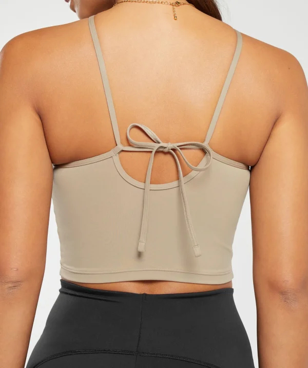 New Gymshark Everyday Halter Neck Ribbon Tank SoftBrown