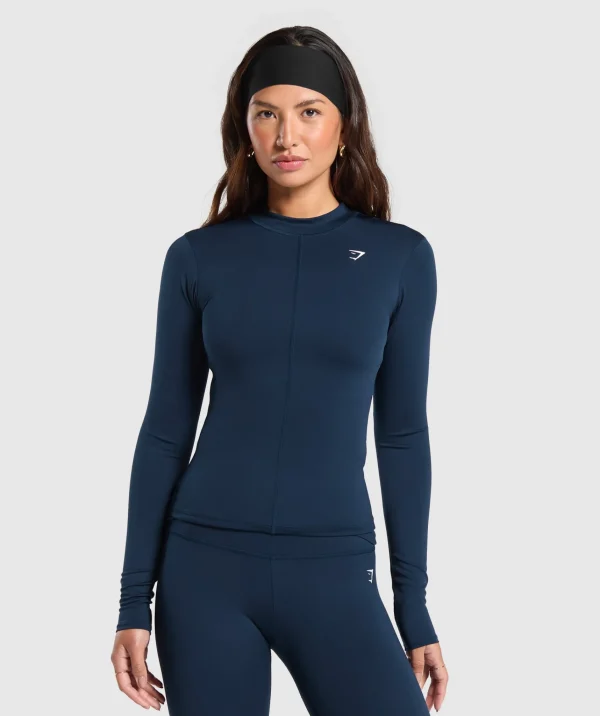 Online Gymshark Everyday High Neck Long Sleeve Top Navy