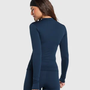 Online Gymshark Everyday High Neck Long Sleeve Top Navy