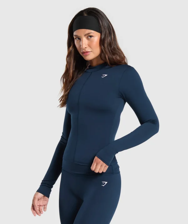 Online Gymshark Everyday High Neck Long Sleeve Top Navy