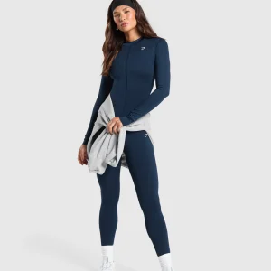 Online Gymshark Everyday High Neck Long Sleeve Top Navy