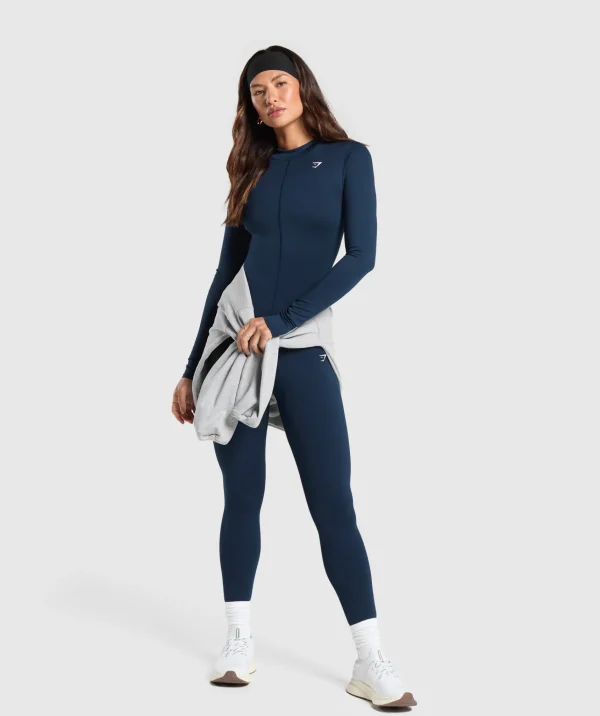 Online Gymshark Everyday High Neck Long Sleeve Top Navy