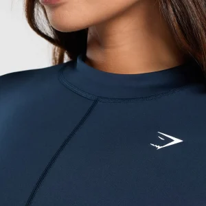 Online Gymshark Everyday High Neck Long Sleeve Top Navy