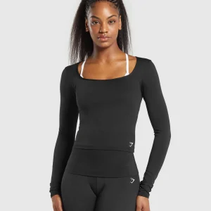 Outlet Gymshark Everyday Long Sleeve Midi Top Black