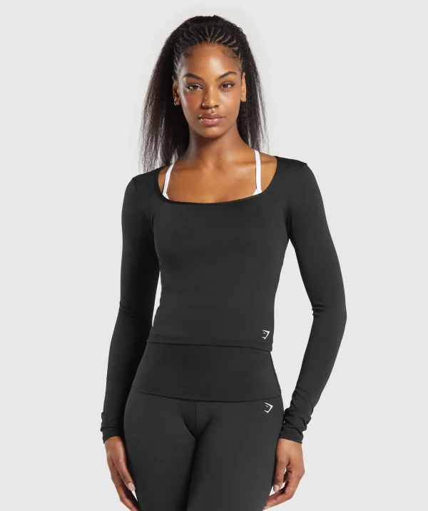 Outlet Gymshark Everyday Long Sleeve Midi Top Black