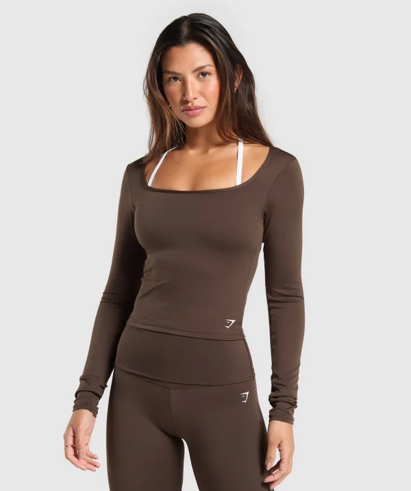 Sale Gymshark Everyday Long Sleeve Midi Top ArchiveBrown