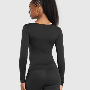 Outlet Gymshark Everyday Long Sleeve Midi Top Black