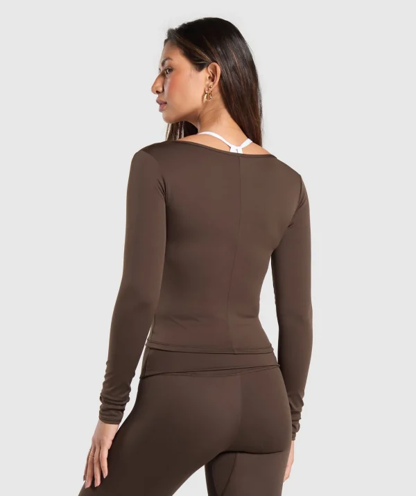 Sale Gymshark Everyday Long Sleeve Midi Top ArchiveBrown