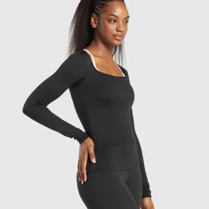 Outlet Gymshark Everyday Long Sleeve Midi Top Black