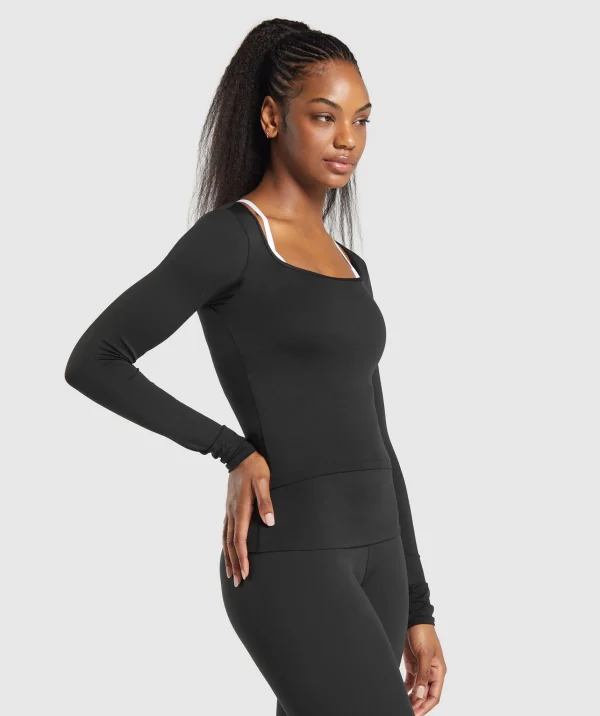 Outlet Gymshark Everyday Long Sleeve Midi Top Black