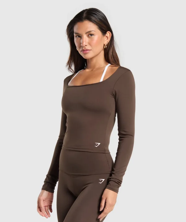 Sale Gymshark Everyday Long Sleeve Midi Top ArchiveBrown