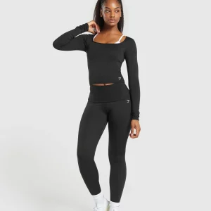 Outlet Gymshark Everyday Long Sleeve Midi Top Black