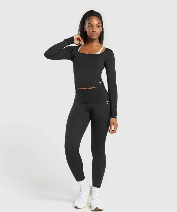 Outlet Gymshark Everyday Long Sleeve Midi Top Black