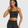 Hot Gymshark Everyday One Shoulder Crop Top Black