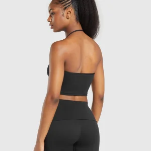 Hot Gymshark Everyday One Shoulder Crop Top Black