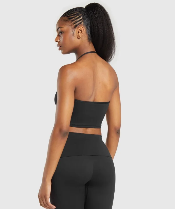 Hot Gymshark Everyday One Shoulder Crop Top Black