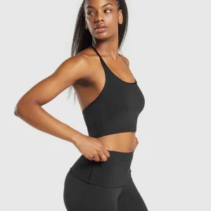 Hot Gymshark Everyday One Shoulder Crop Top Black