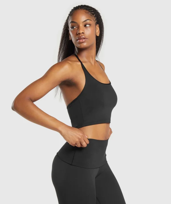 Hot Gymshark Everyday One Shoulder Crop Top Black