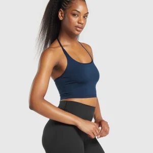 Sale Gymshark Everyday One Shoulder Crop Top Navy