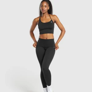 Hot Gymshark Everyday One Shoulder Crop Top Black