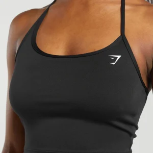 Hot Gymshark Everyday One Shoulder Crop Top Black