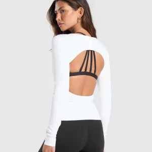 Outlet Gymshark Everyday Open Back Long Sleeve Top White