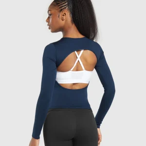 Fashion Gymshark Everyday Open Back Long Sleeve Top Navy