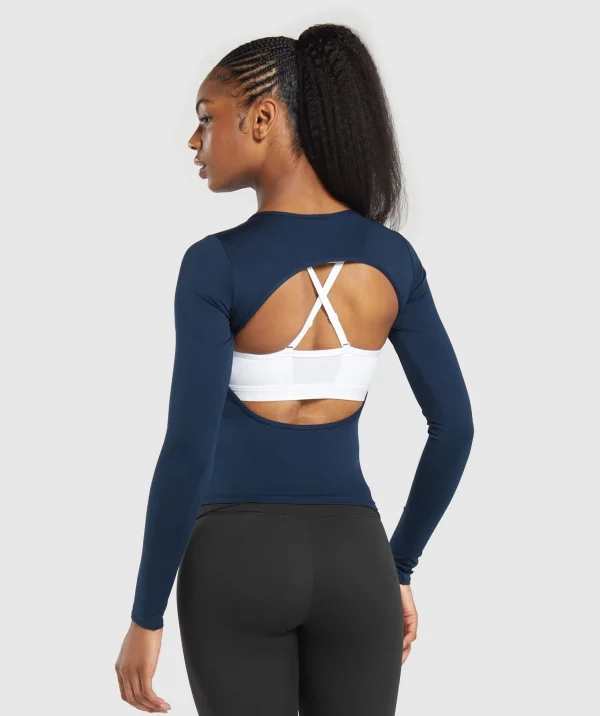 Fashion Gymshark Everyday Open Back Long Sleeve Top Navy