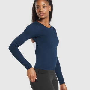 Fashion Gymshark Everyday Open Back Long Sleeve Top Navy