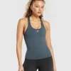 Sale Gymshark Everyday Racer Back Tank With Shelf TitaniumBlue