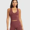 Outlet Gymshark Everyday Seamless Crop Tank BurgundyBrown