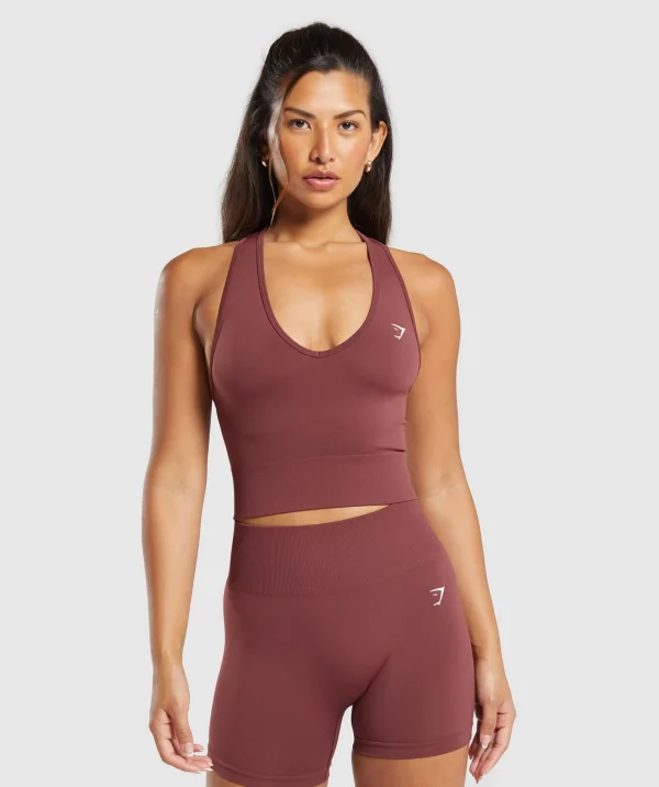 Outlet Gymshark Everyday Seamless Crop Tank BurgundyBrown