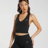 Hot Gymshark Everyday Seamless Crop Tank Black