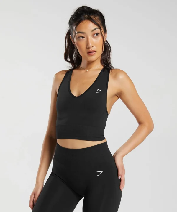 Hot Gymshark Everyday Seamless Crop Tank Black