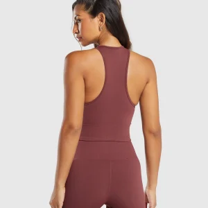 Outlet Gymshark Everyday Seamless Crop Tank BurgundyBrown