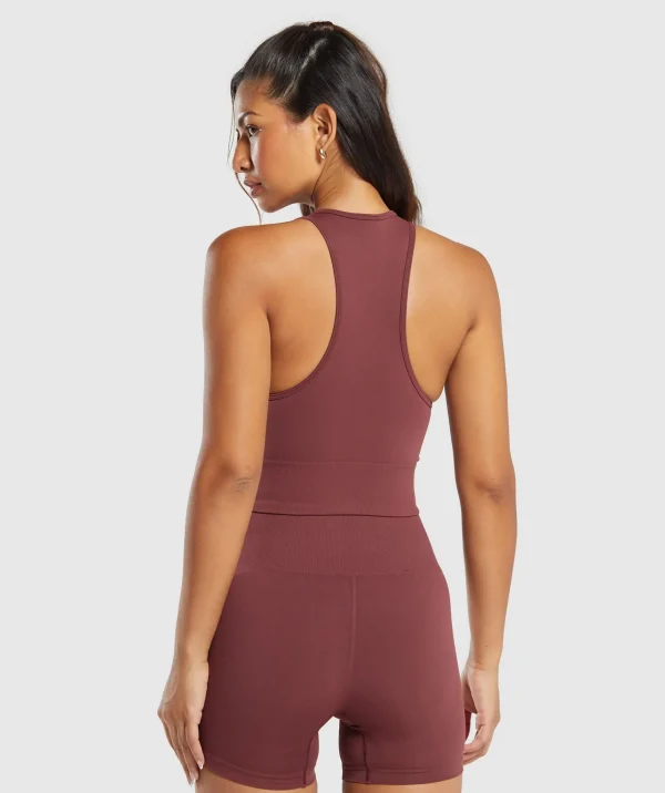 Outlet Gymshark Everyday Seamless Crop Tank BurgundyBrown