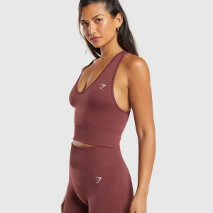 Outlet Gymshark Everyday Seamless Crop Tank BurgundyBrown