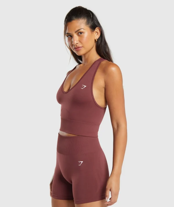 Outlet Gymshark Everyday Seamless Crop Tank BurgundyBrown